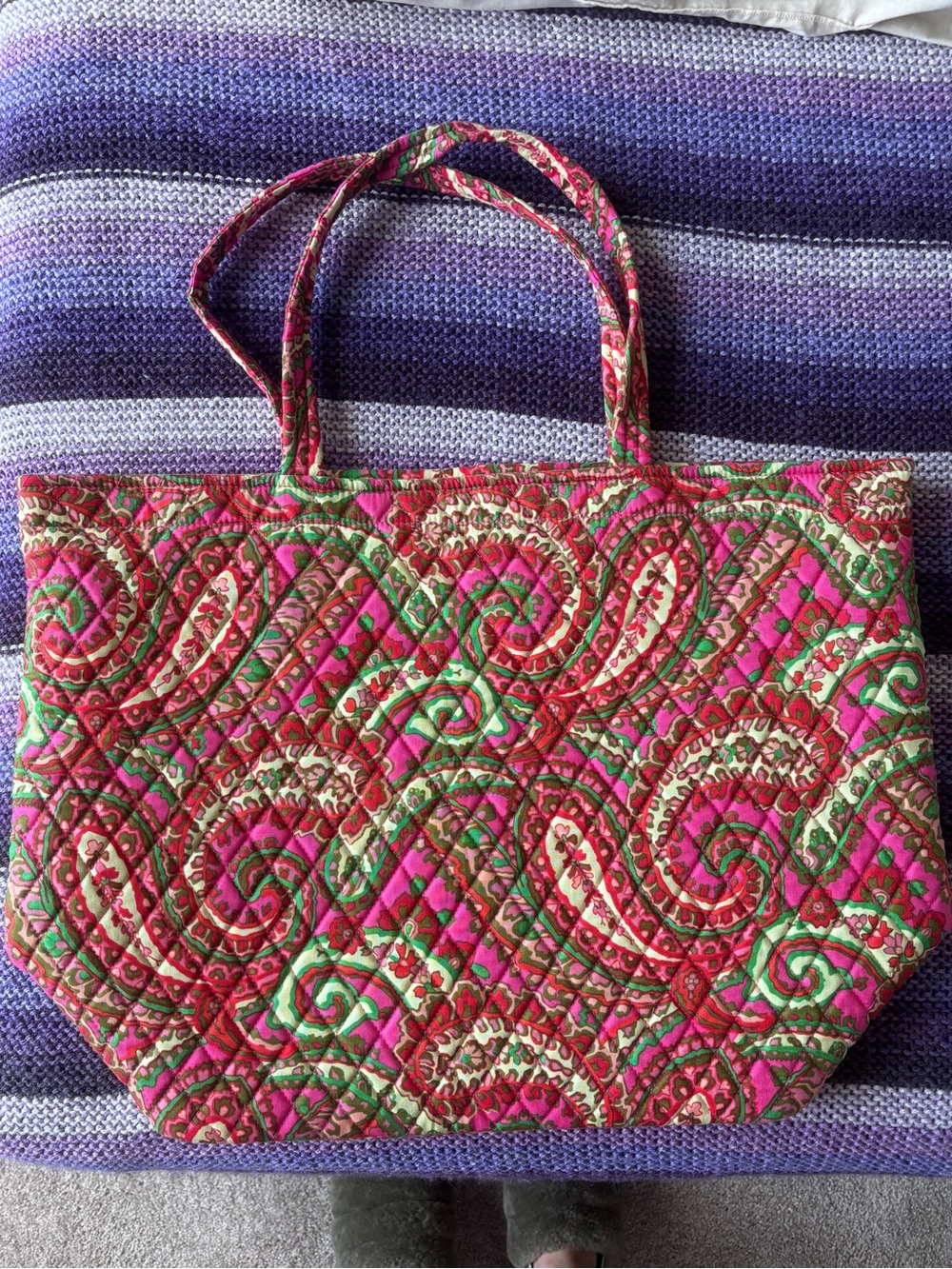 Vera Bradley Quilted Paisley Tote Bag in Pink and Green